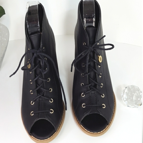 Call It Spring🔖Peep-Toe Lace-Up Block Chunky Heels| Ankle Booties - Picture 4 of 10